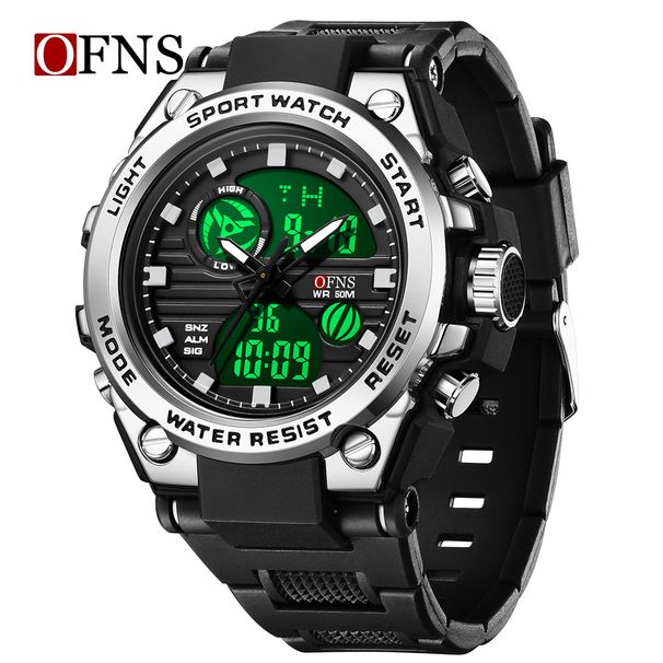 Orologio sportivo da uomo e da donna con retroilluminazione a LED, impermeabile, display analogico digitale multifunzione, cronometro, sveglia, data, resistenza all'acqua fino a 50 m_voghion.com