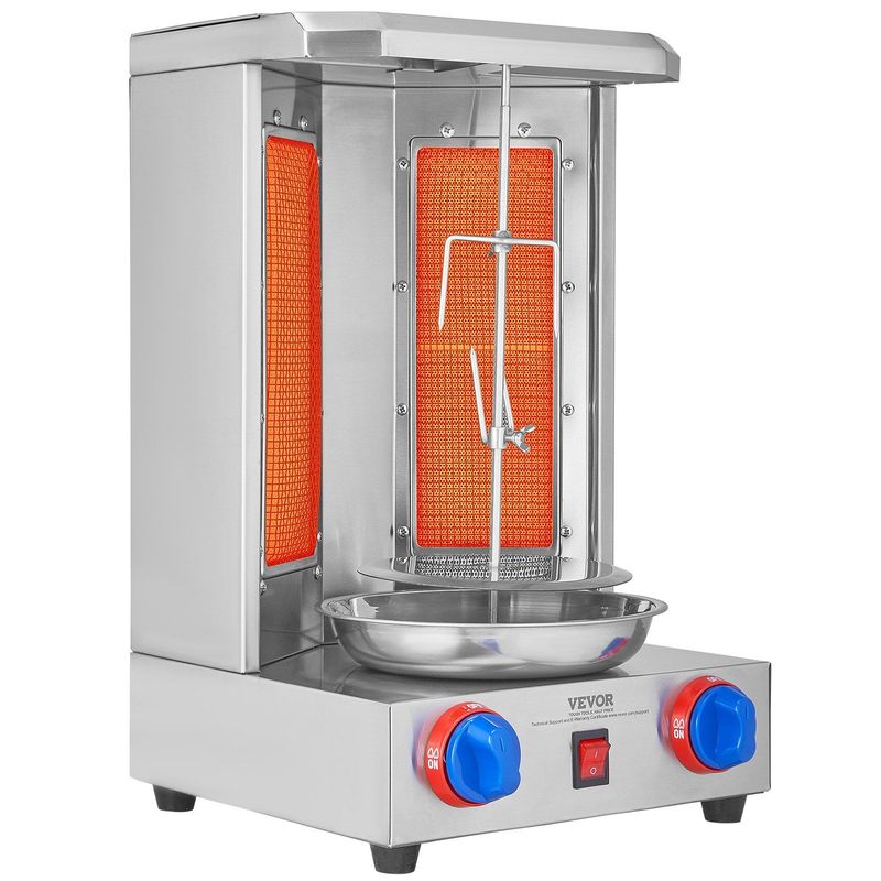VEVOR Shawarma Grill Machine, 13 Lbs Capacity, Chicken Shawarma Cooker Machine With 2 Burners, Gas Vertical Broiler Gyro Rotisserie Oven Doner Kebab Machine, For Home Restaurant Kitchen Parties_voghion.com