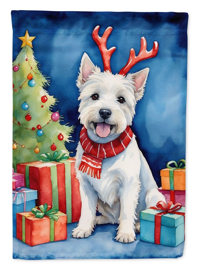 Westie Christmas Reindeer Garden Flag Mailbox Flag Decorative Yard Flag Banner Outside Patio Artwork Yard Flower Beds, Garden Size, Multicolor_voghion.com