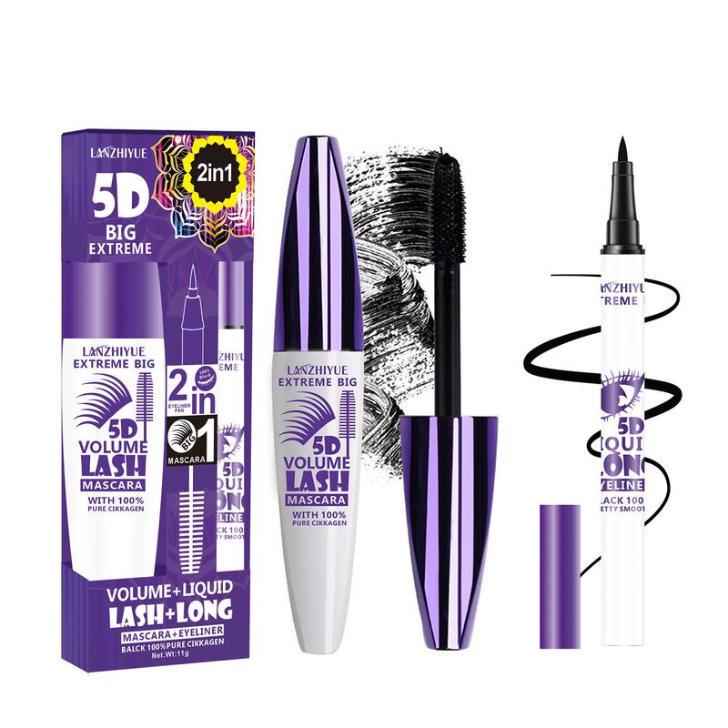 Máscara de pestañas LANZHIYUE, set de delineador de ojos sin manchas, máscara de pestañas rizadora y alargadora, set de dos piezas_voghion.com