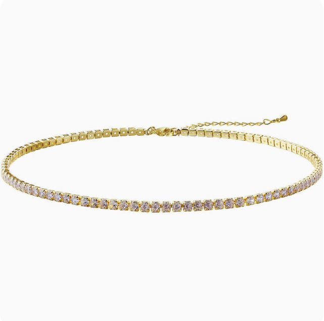 Collana hip-hop alla moda con zirconi per donna, catena da tennis completa per clavicola, girocollo, colletto con diamanti intarsiati_voghion.com