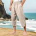 Men's Clothing Cotton And Linen Trousers Solid Color Trousers With Slits On The Bottom Comfortable And Breathable Casual Daily Vacation Pants_voghion.com