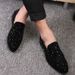 Leather British Style Pointed Toe Personality Rhinestone Sequin Slip-On Korean Version Nightclub Trendy Wedding_voghion.com