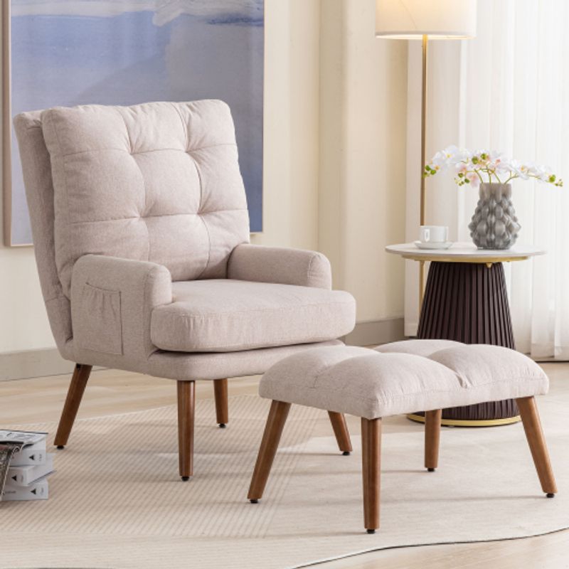 Loungesessel Mit Fußstütze, Rückenlehne 5-stufig Verstellbar, Neigbar, Stuhl Mit Seitlicher Ablage_voghion.com