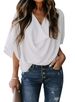 2025 New Chiffon Shirt Loose V-neck Casual Top T-shirt Women's Fashion_voghion.com