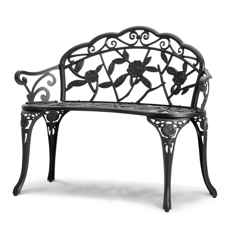 VEVOR Outdoor Bench, 38.8 Inches Metal Garden Bench For Outdoors,480 Lbs Load Capacity Bench, Outdoor Garden Park Bench With Backrest And Armrests, Patio Bench For Garden, Park, Yard, Front Porch_voghion.com