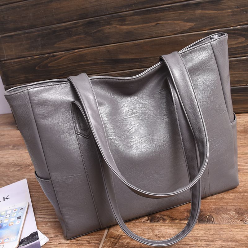 Vrouwen PU Lederen Handtassen Mode Grote Capaciteit Tote Tassen Retro Designer Dubbele Riem Schoudertas Vrouwelijke Shopper Sac_voghion.com
