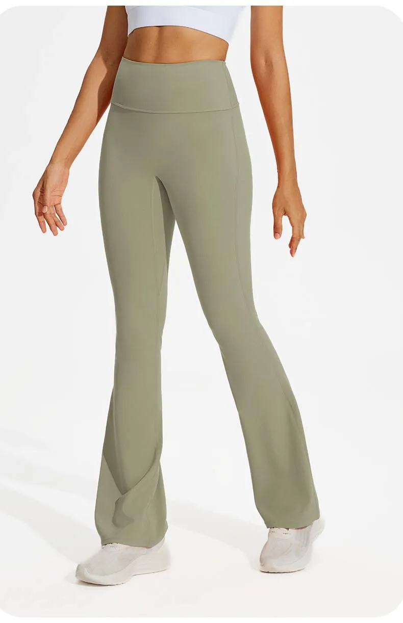 NOKO Sports 7A Antibacterial Wide-leg Tights Nude Hip-lifting Yoga Flared Pants Women's Dance High-waisted Flared Casual Sports Pants_voghion.com