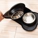 2-in-1 Dog Feeding & Watering Station, Thermoplastic Rubber Pet Bowl Mat With Stainless Steel Dual Bowls, Anti-Spill Pet Feeder, Includes Bowl Holder_voghion.com