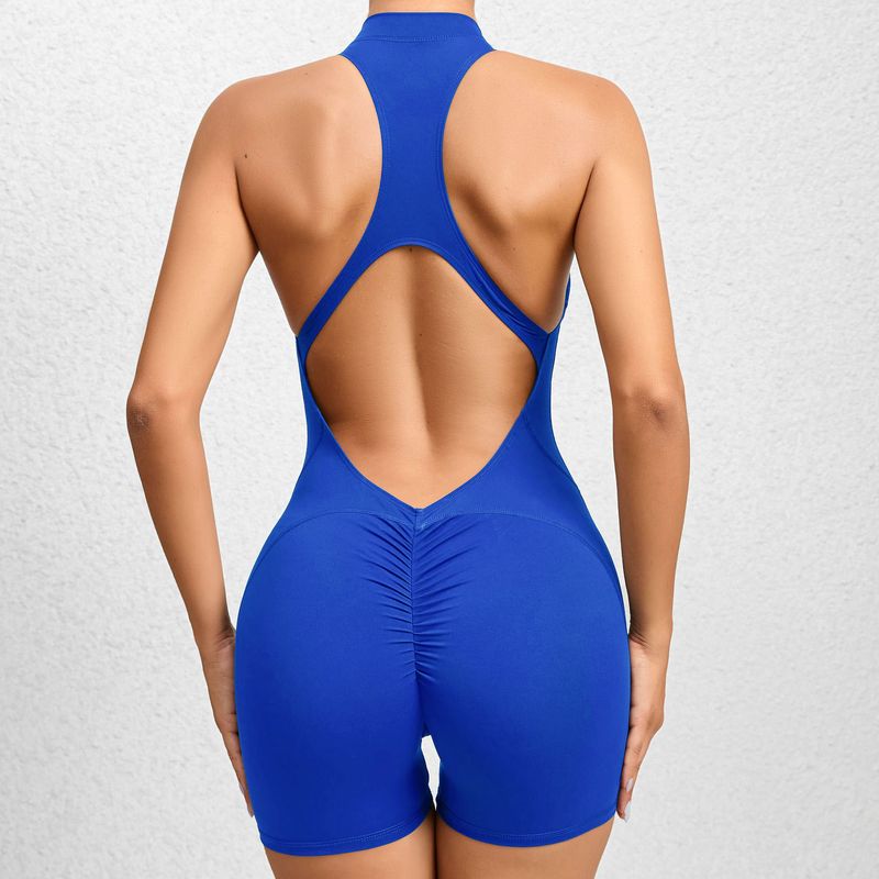 Abbigliamento da donna, pantaloni sportivi da yoga aderenti con cerniera, senza imbarazzo, tutto in uno, tute fitness plissettate ad asciugatura rapida_voghion.com