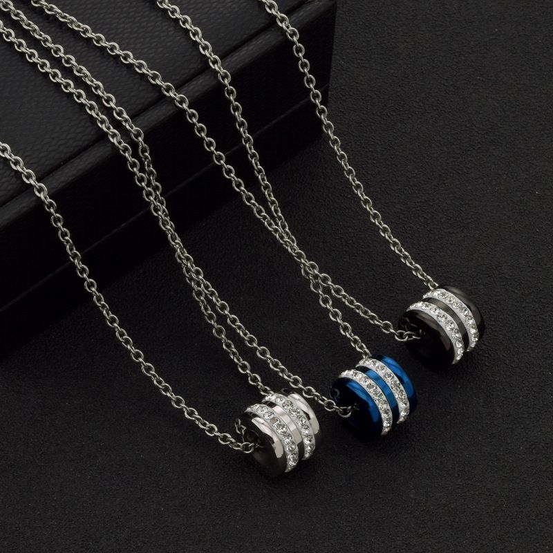 Collana da uomo in acciaio inossidabile con ciondolo a forma di cilindro in titanio, stile coreano, con catena a clavicola e cristalli, tendenza alla personalità_voghion.com