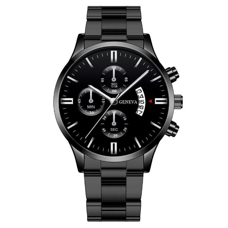 Classic Fashion Calendar Watch Trendy Sports Men's Steel Band Wristwatch Business Set_voghion.com