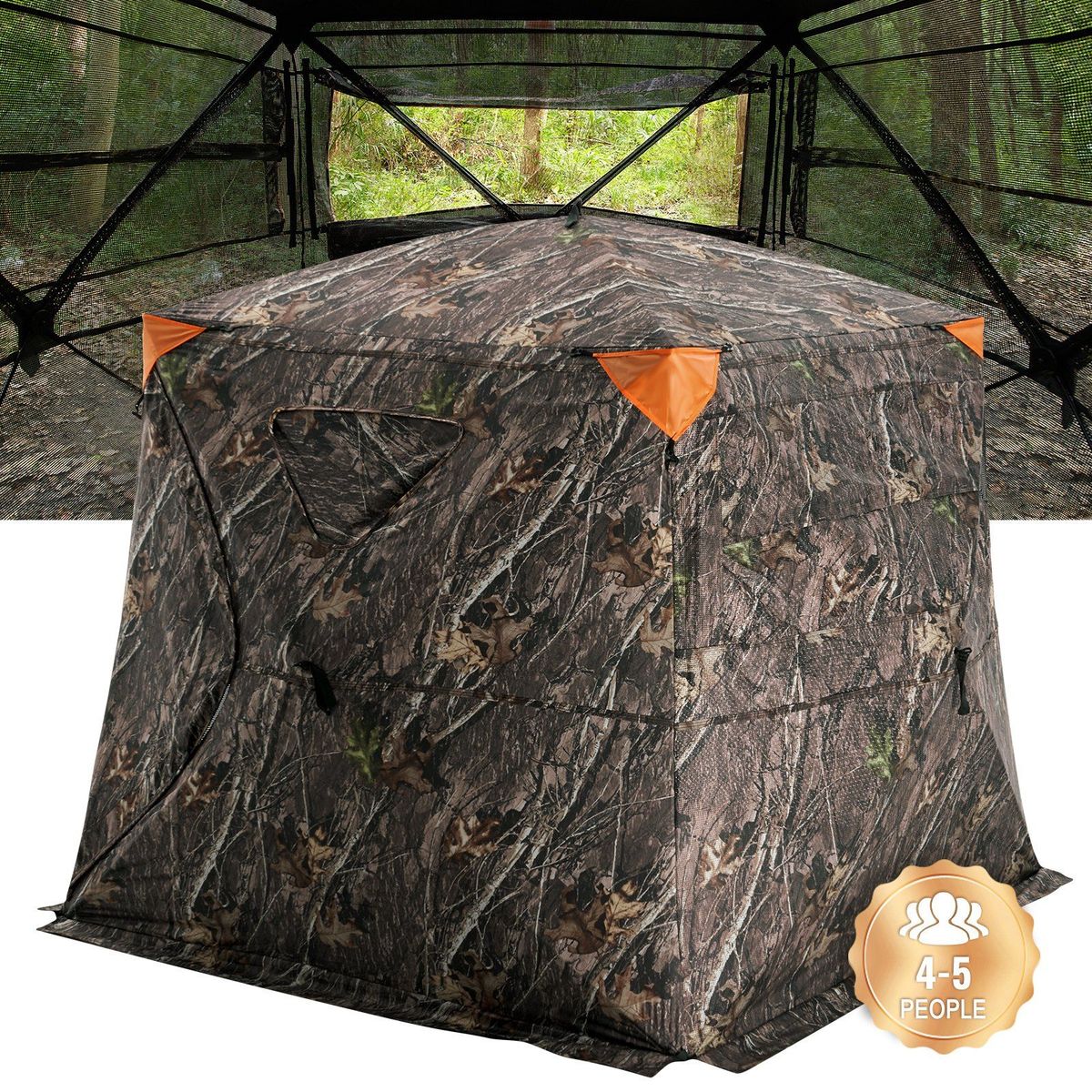 VEVOR Hunting Blind, 270° See Through Ground Blind, 4-5 Person Pop Up Deer Blind For Hunting With Carrying Bag, Portable Resilient Hunting Tent, One-Way See-Through Mesh For Turkey And Deer Hunting_voghion.com