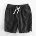Men's Clothing Shorts Solid Color Simple Elastic Drawstring Linen Cotton Beach Leisure Loose Five Point_voghion.com