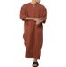 Herrenbekleidung Herren Lose Gestreifte Stehkragen Langarm Muslim Robe Sweatshirt Pocket Style Robe_voghion.com