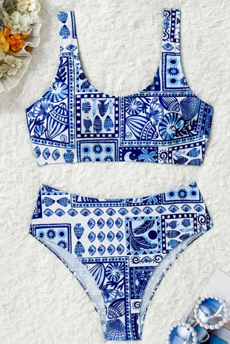 Women's Clothing Bikini Swimsuit High Waist Printed Holiday Swimsuit Female_voghion.com