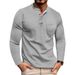 Maglietta Henley a maniche lunghe da uomo - Misto cotone traspirante, t-shirt casual con scollo rotondo e design a blocchi di colore per l'uso quotidiano_voghion.com