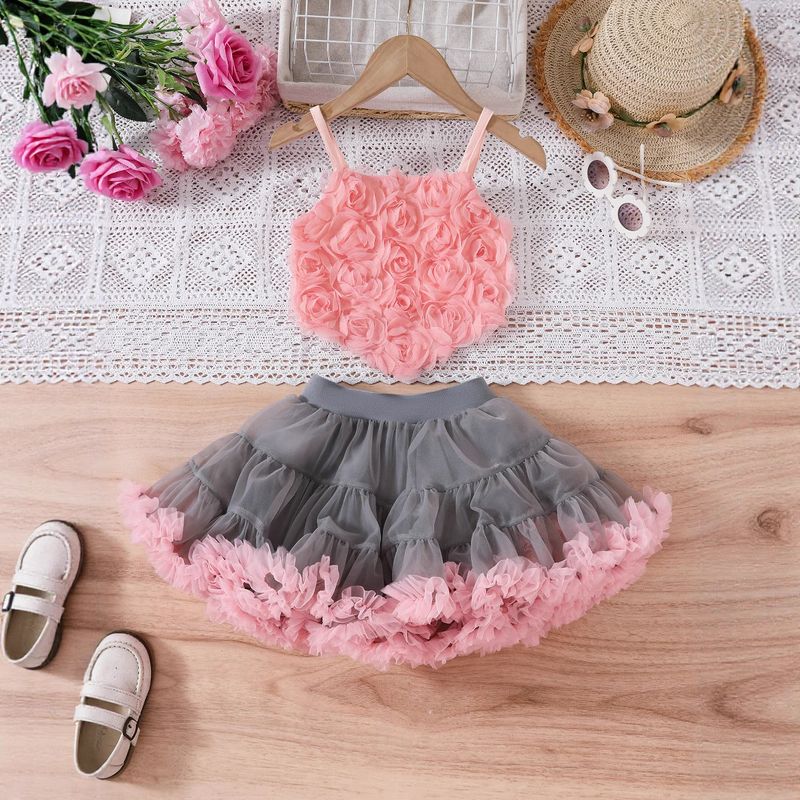 New Flower Sling Pink Cake Princess Dress Birthday Dress Children TUTU Skirt Now_voghion.com