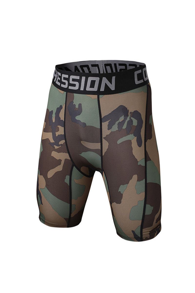 Herrenbekleidung - Enganliegende Trainings-Sport-Fitness-Shorts - Feuchtigkeitstransportierende und schnelltrocknende Lauf-Shorts in Camouflage-Optik - Leggings_voghion.com
