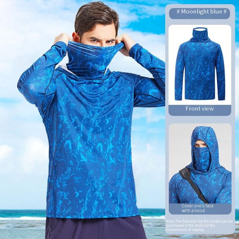 ​Sonnenschutz-Hoodie für Herren mit LSF 50+ – leichtes und schnelltrocknendes Angelshirt mit Gesichtsmaske (UV-blockierendes, atmungsaktives Gewebe)​​_voghion.com