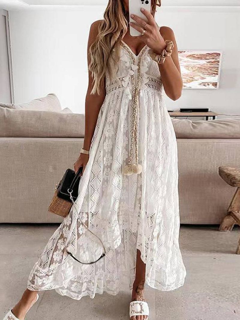 Women’s Elegant Lace Maxi Dress – Flowy Beach Cover-Up & Bikini Wrap (XXL, Lightweight & Breathable)​_voghion.com