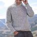 Herrenbekleidung hoher Kragen zweifarbiger dicker Pullover warmer Wollpullover_voghion.com