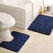 Pebble-Pattern Bathroom Mat Set - U-Shaped Toilet Rug With 3-Piece Non-Slip Coral Fleece Mats (Fast Absorbing Easy Clean Waterproof 24"X16")_voghion.com