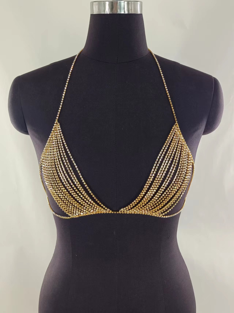 MW3223 European and American vest with diamond single-row diamond chain combination hanging neck halter top tube top small vest body chain_voghion.com