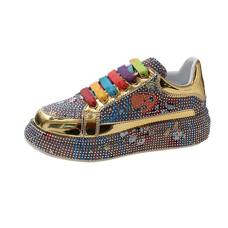 European Station Frühjahr Neue Bunte Frauen S Schuhe Voller Diamanten Mode Alle Spiel Dicken Sohlen Strass Casual Sport Schuhe Frauen_voghion.com