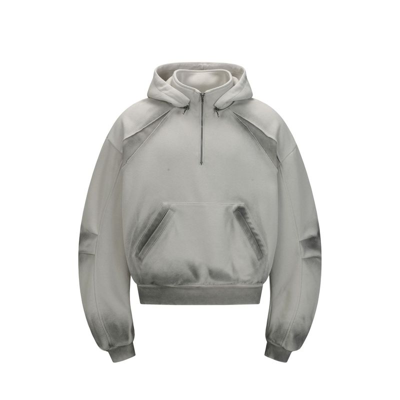 Sudadera con capucha desgastada para hombre: algodón lavado vintage con patchwork (ropa urbana, 3 colores)_voghion.com