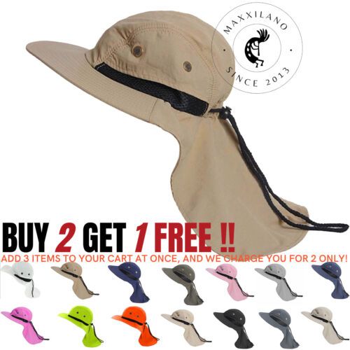Boonie Men's Wide brimmed Neck Mask Sun Bucket Hat Wildlife Park Outdoor Garden_voghion.com