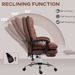 Vinsetto Microfibre Massage Office Chair, Heated Reclining Chair With Footrest, Double-tier Padding, Swivel Wheels, Coffee_voghion.com