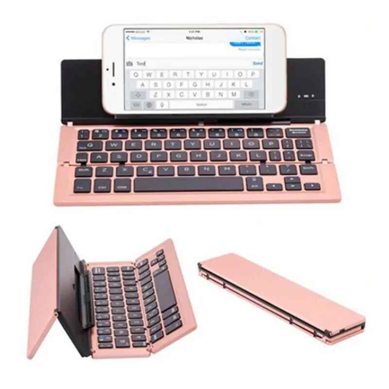 Portable Mini Wireless Bluetooth-compatible Folding Keyboard Aluminum Alloy Foldable Keypad_voghion.com