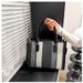 Large Capacity Handheld Tote For Women 2025 New European And American Trendy Canvas Color-Block Striped Single Shoulder_voghion.com