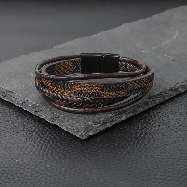 Pánský náramek z umělé kůže v plné barvě_voghion.com