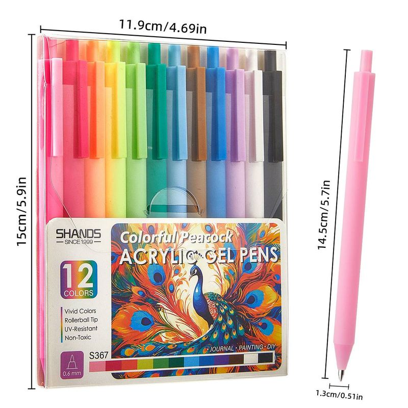 S367 Acrylic Marker Pens For Kids - 0.6mm Fine Tip, Non-Smudge, Vibrant Colors For Drawing, DIY Crafts & Journaling (Set Of 12)​_voghion.com
