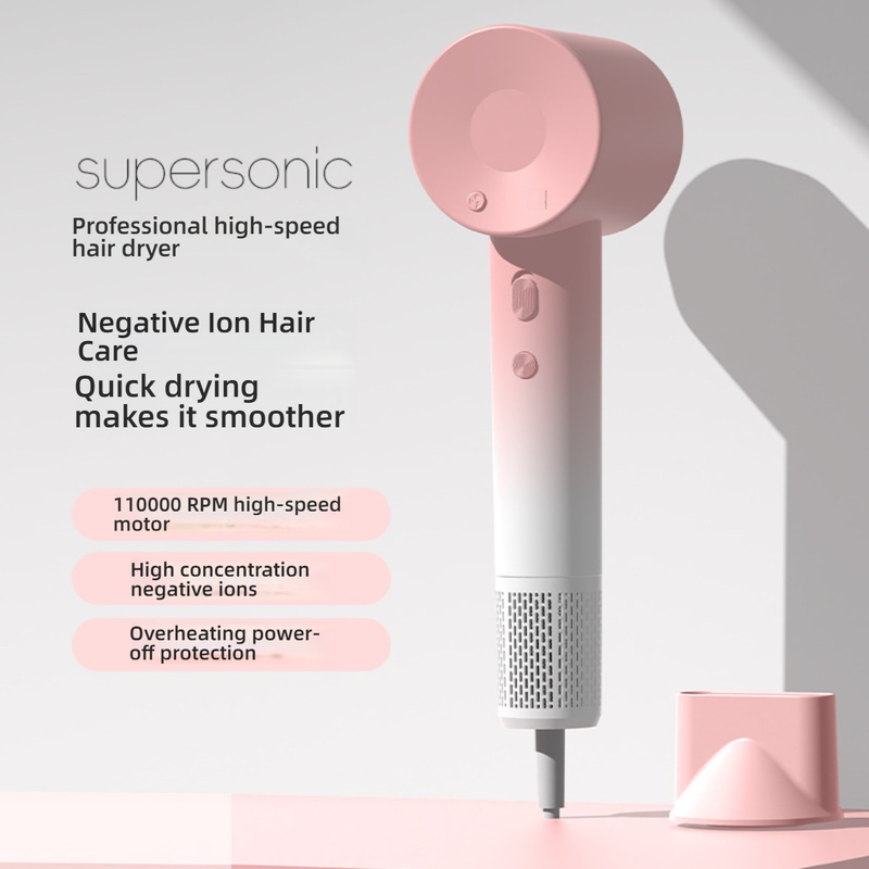 Sèche-cheveux professionnel 5 en 1 avec technologie ionique négative, séchage rapide 1600 W, 3 vitesses et réglages de température, protection contre la surchauffe, usage professionnel et domestique_voghion.com