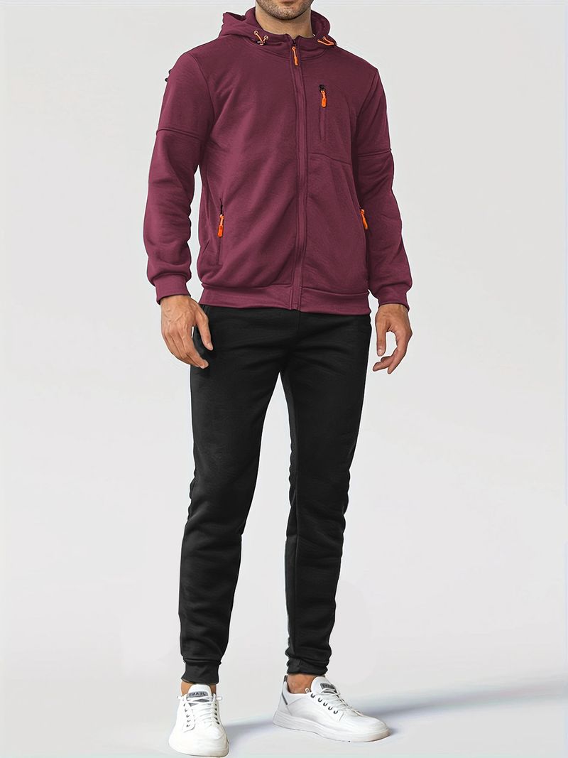 Men's Casual Zip-Up Hoodie Set With Pockets - Lightweight Streetwear Joggers & Jacket (S-XXL)​_voghion.com