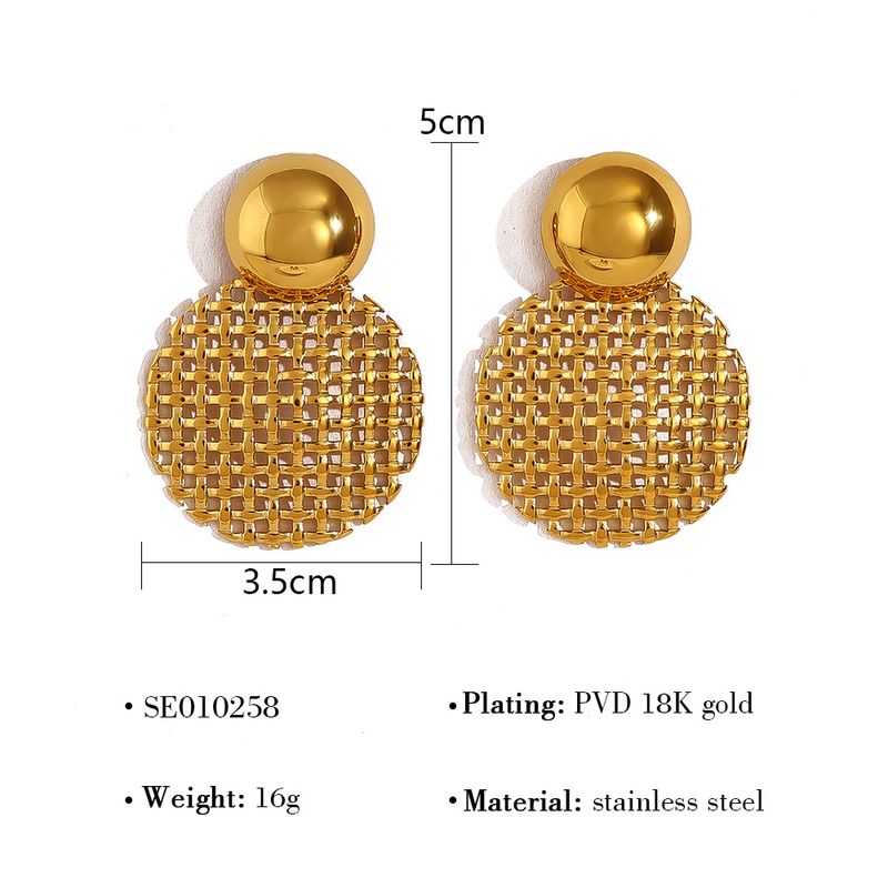 Orecchini rotondi esagerati stile retrò freddo personalità di fascia alta temperamento orecchini geometrici in metallo a rete_voghion.com