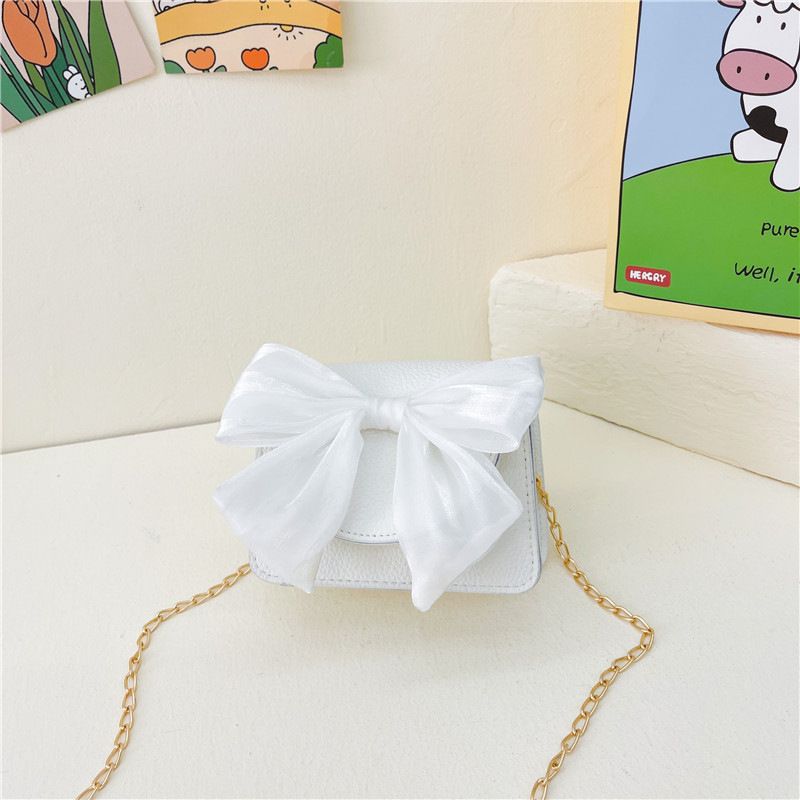 Cute Little Girl Children's Bag Fashionable New Bow Flower Shoulder Messenger Bag Chain Coin Purse_voghion.com