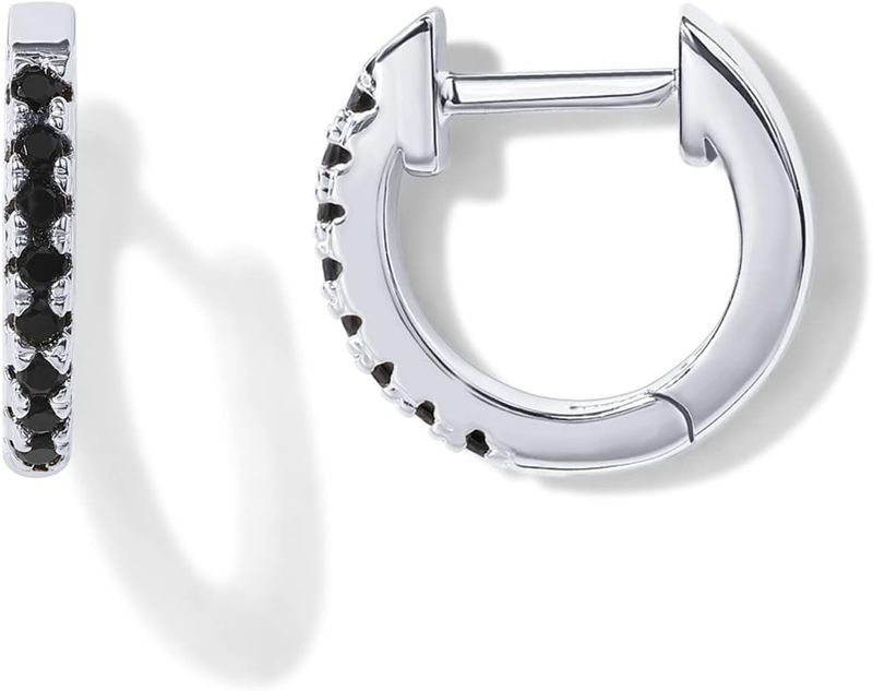 Orecchini a cerchio in argento sterling placcato | Orecchini a cerchio con zirconi cubici per donna | Pietre verdi, granato, spinello blu, nero e multicolore_voghion.com