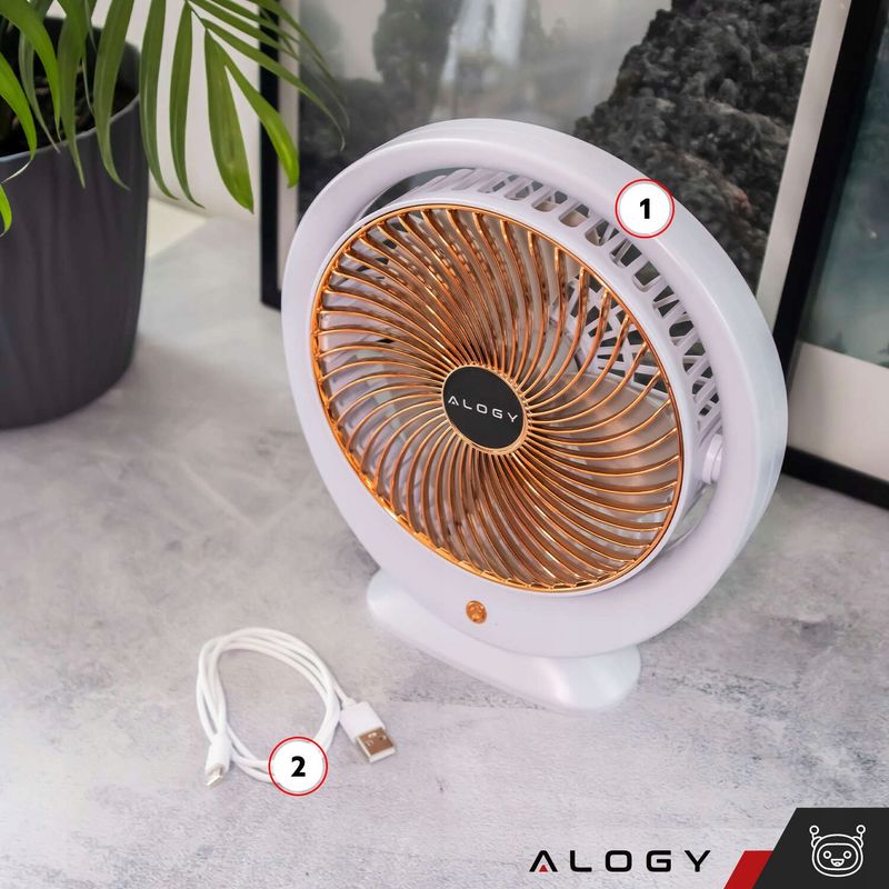 ACZT Standing Desk Fan Quiet Powerful Small USB-C 1200mAh - Alogy - - -_voghion.com