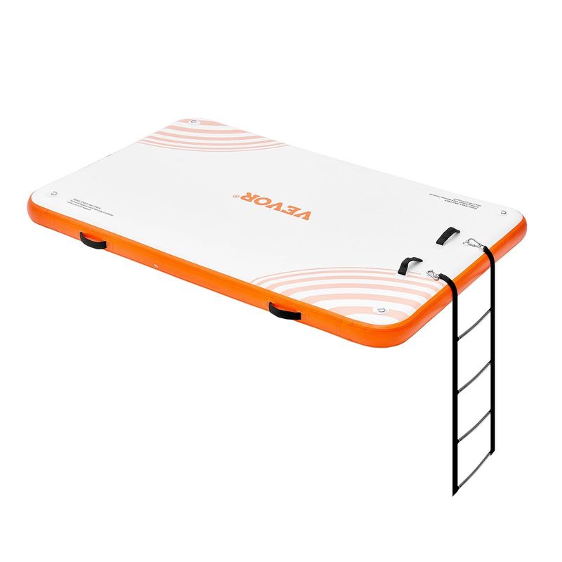 VEVOR Inflatable Floating Dock, 8 x 5FT Inflatable Dock Platform, Non-Slip Water Floating Dock Mat with Portable Carrying Bag & Detachable Ladder, Flo_voghion.com