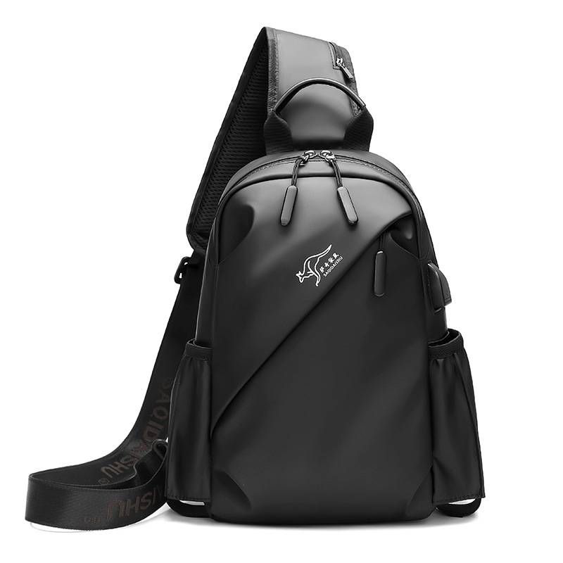Men's Chest Bag Leisure Leather Shoulder Bag Water Repellent Messenger Bag Large Capacity Backpack_voghion.com