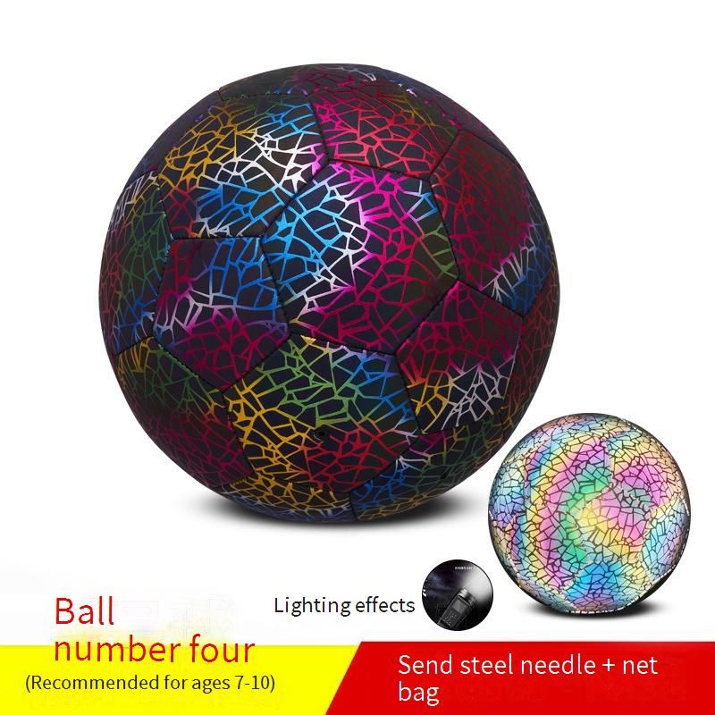 Balones de fútbol iluminados de dos tamaños: reflectantes y brillantes (talla 5 (adultos) y 4 (niños) con cubierta de PU premium._voghion.com