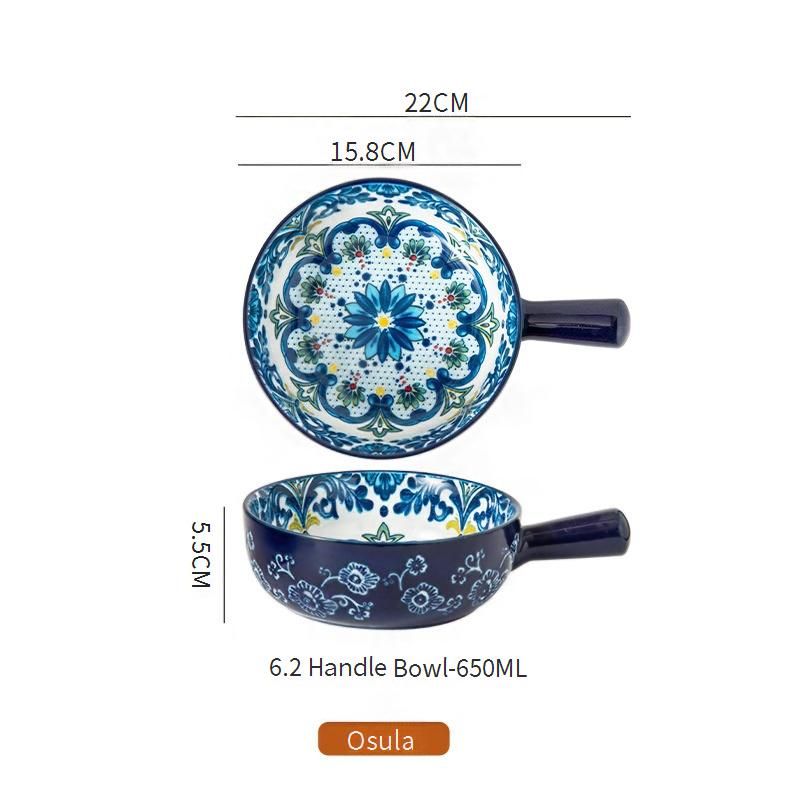 Polish Colorful Ceramic Handle Bowl - Oven-Safe Serving Bowl For Salad, Pasta & Baking (Microwave & Dishwasher Safe, 8-Inch)​_voghion.com