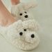 Girly Cute Cartoon Dog Cotton Slippers For Women Winter Indoor Home Warm Heel Cotton Shoes_voghion.com