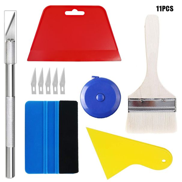 Plastik Rakle ve Keçe Kazıyıcılı Profesyonel 11 Parçalı Araba Filmi Seti - Kusursuz Uygulama İçin Temel Araba Kaplama Aletleri_voghion.com