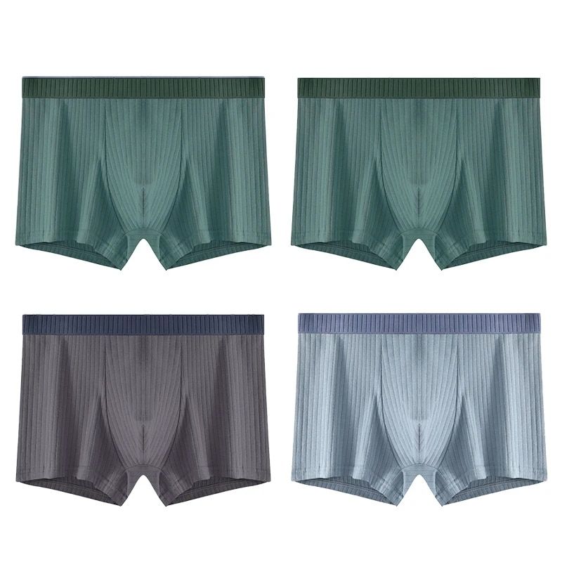 MERCURY 4 pezzi/lotto boxer a righe in cotone da uomo, intimo sexy da uomo, mutandine da uomo, pantaloncini, mutandine Freegun, taglie forti_voghion.com