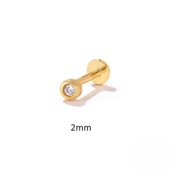 Simple Classic Round Single Diamond Flat Head Threaded Piercing Cartilage Earrings Ins Fashion Jewelry_voghion.com